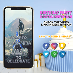 black panther birthday invitation, superhero birthday invitation, superhero invite, superhero birthday party video