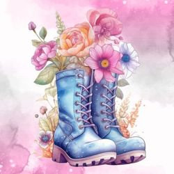 fairy shoes flower watercolor clipart