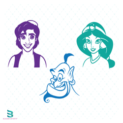 aladin characters bundle svg, disney svg, aladin svg, jasmine svg, genie svg