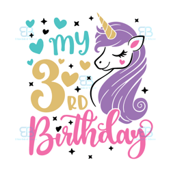my 3th birthday unicorn svg, birthday svg, my 3th birthday svg, 3th birthday svg, unicorn birthday svg