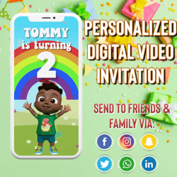 coco melon cody birthday video invitation, melon invite, melon animated birthday invitation, video invite, girl and boy