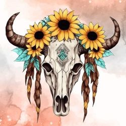 cow skull sublimation clipart bundle