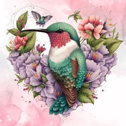 hummingbird flower watercolor clipart
