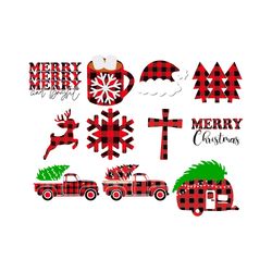 buffalo plaid christmas bundle, merry christmas svg, silhouette svg fies