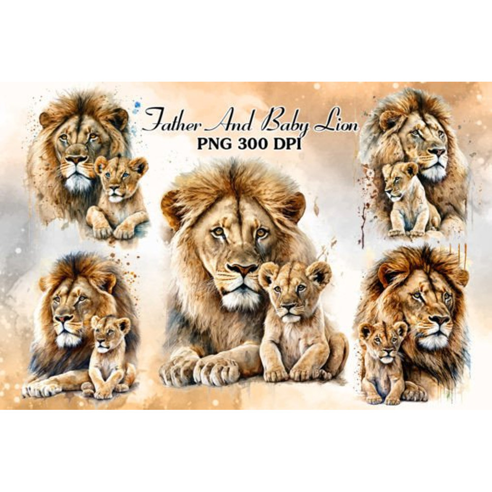 Father-And-Baby-Lion-Watercolor-Clipart-Graphics-68742452-1-1-580x387.jpg