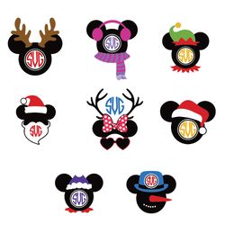 disney face christmas bundle, disney christmas svg, silhouette svg fies