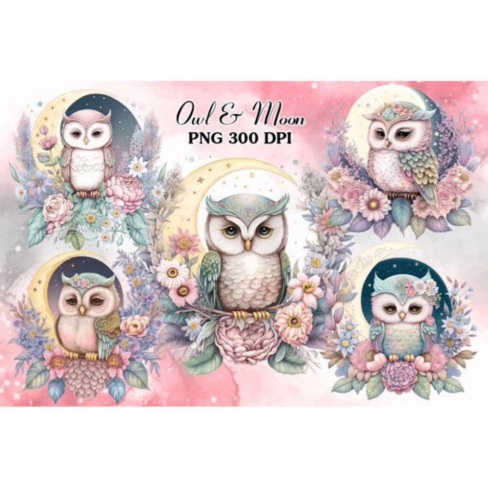 Cute-Owl-And-Flower-Moon-Clipart-Bundle-Graphics-68652507-1-1-580x387.jpg