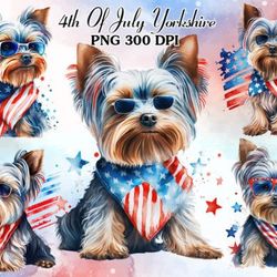 4th of july yorkshire terrier watercolor