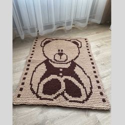 Loop yarn Teddy Bear blanket (mat) pattern PDF Download