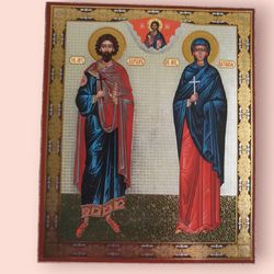 Saints Adrian and Natalia icon | free shipping