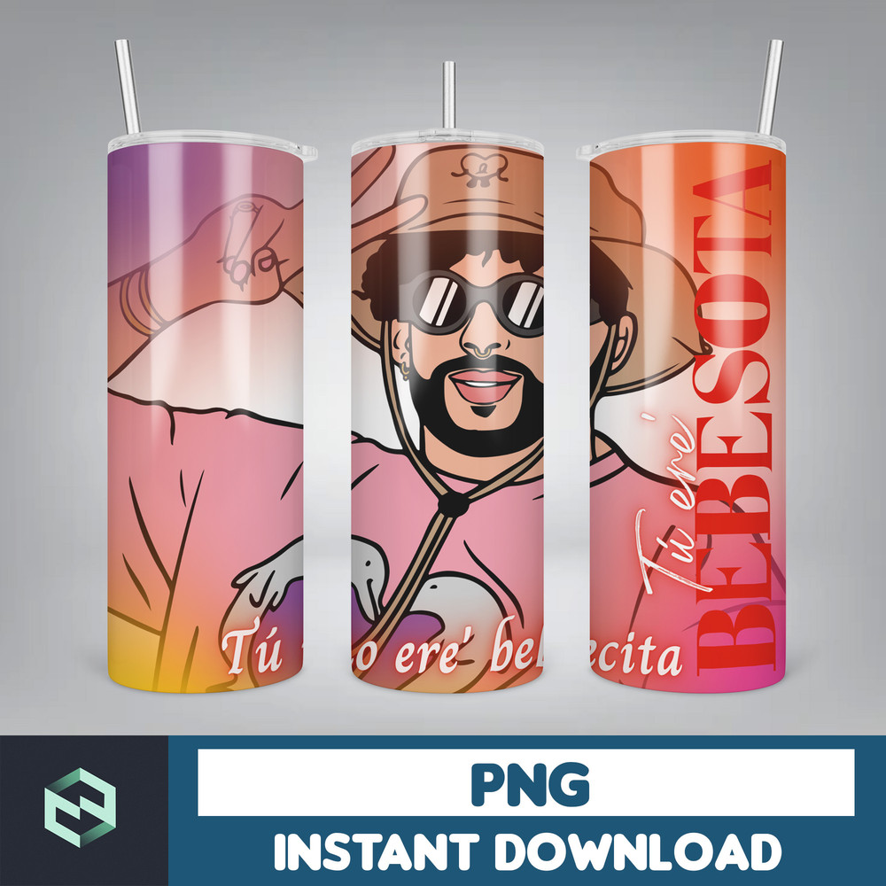 Bad Bunny Tumbler Wrap Design 20oz Tumblers Tumbler Wrap Tumbler Designs PNG Sublimation Design Benito (4).jpg