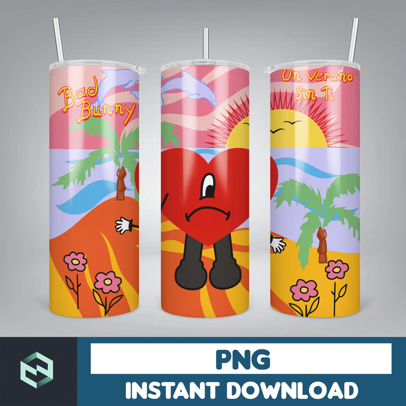 Bad Bunny Tumbler Wrap Design 20oz Tumblers Tumbler Wrap Tumbler Designs PNG Sublimation Design Benito (5).jpg
