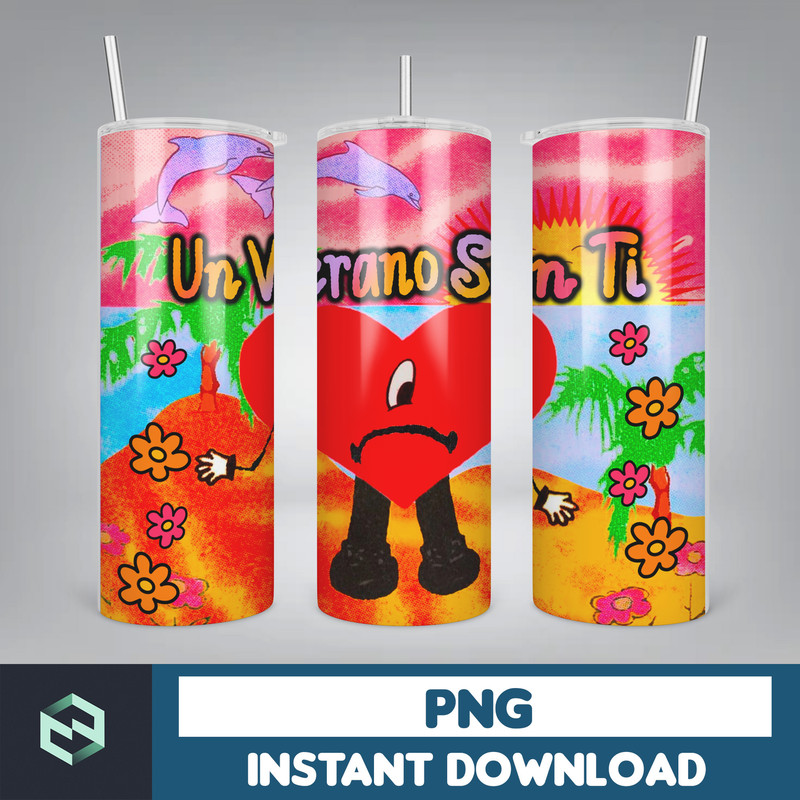 Bad Bunny Tumbler Wrap Design 20oz Tumblers Tumbler Wrap Tumbler Designs PNG Sublimation Design Benito (7).jpg