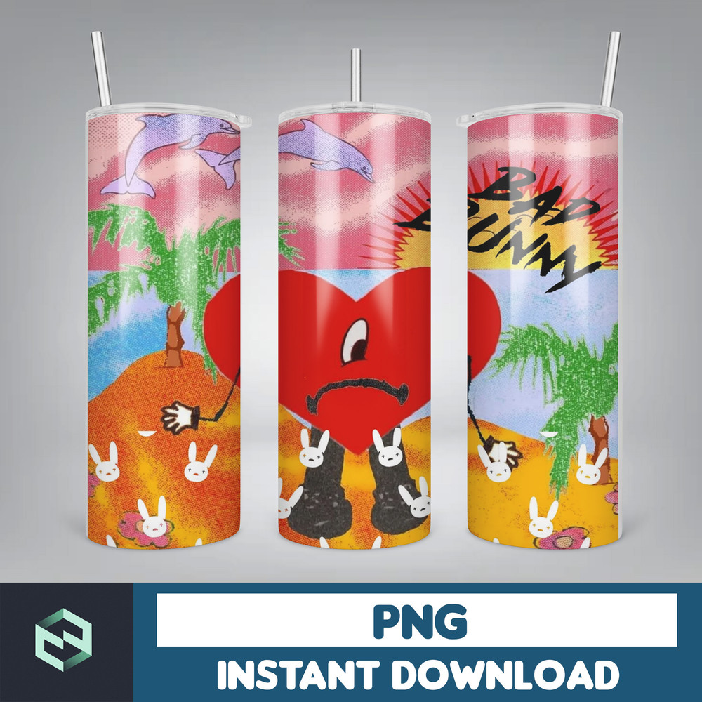 Bad Bunny Tumbler Wrap Design 20oz Tumblers Tumbler Wrap Tumbler Designs PNG Sublimation Design Benito (9).jpg