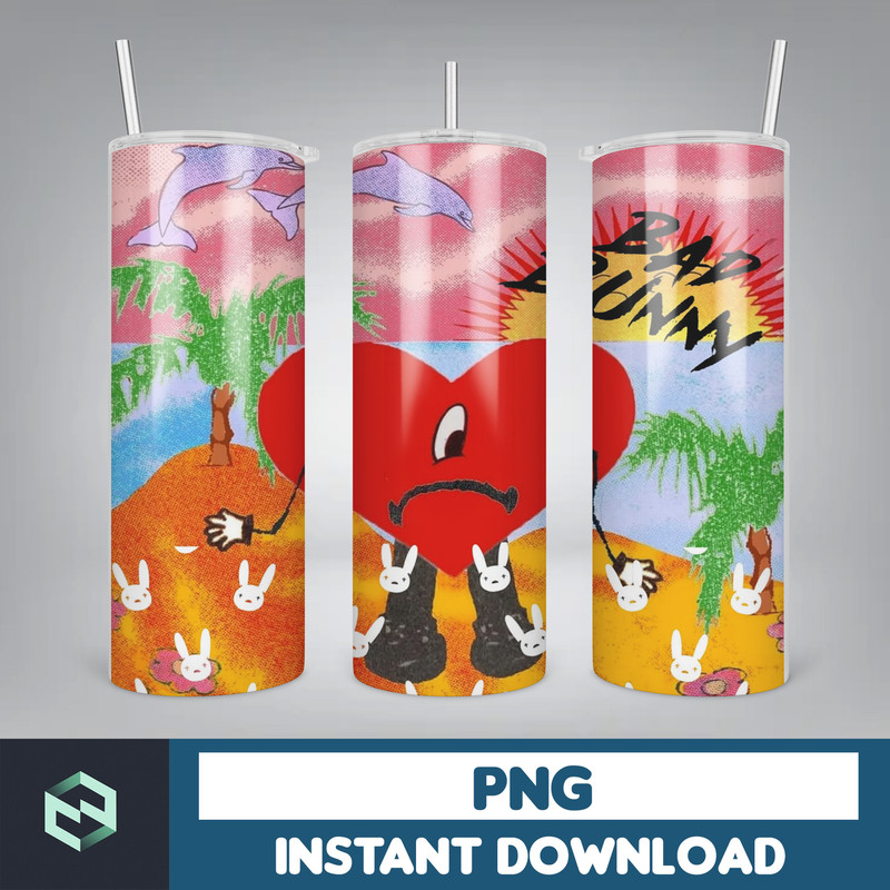 Bad Bunny Tumbler Wrap Design 20oz Tumblers Tumbler Wrap Tumbler Designs PNG Sublimation Design Benito (9).jpg