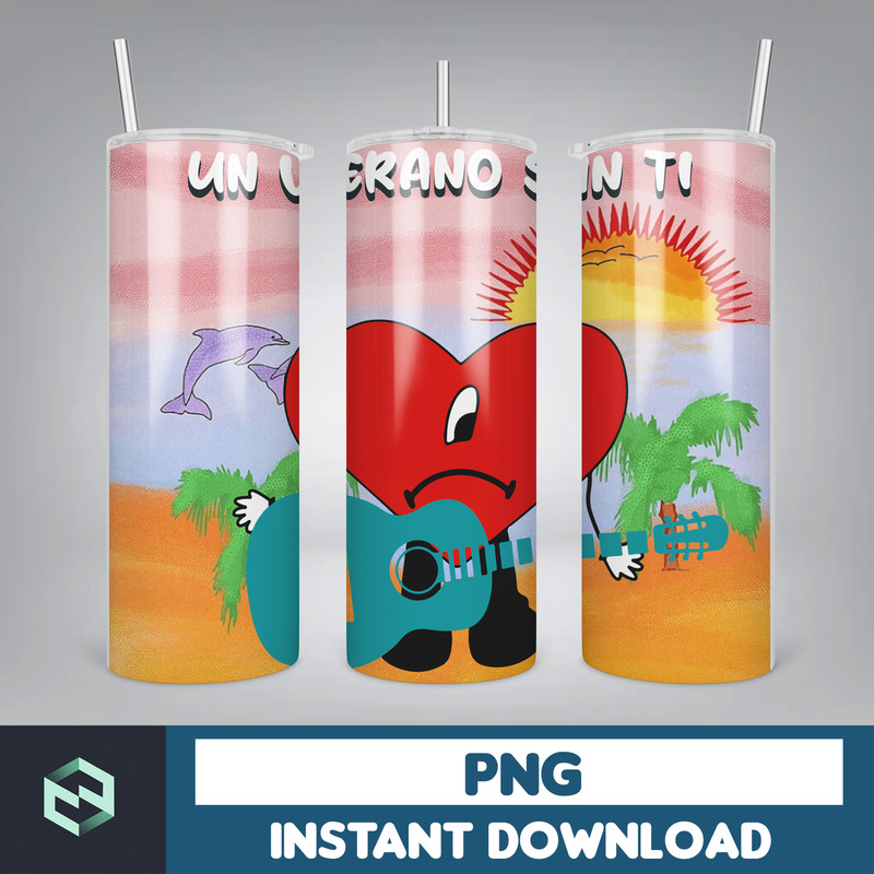 Bad Bunny Tumbler Wrap Design 20oz Tumblers Tumbler Wrap Tumbler Designs PNG Sublimation Design Benito (13).jpg