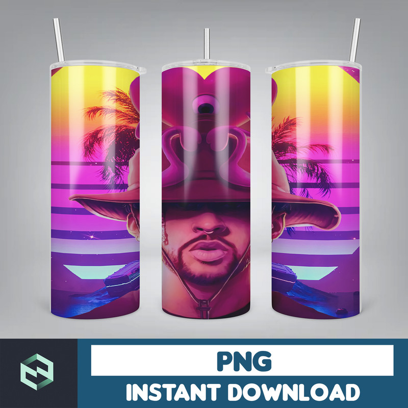 Bad Bunny Tumbler Wrap Design 20oz Tumblers Tumbler Wrap Tumbler Designs PNG Sublimation Design Benito (19).jpg