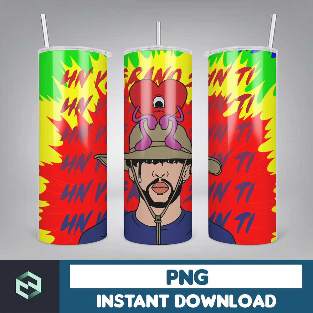 Bad Bunny Tumbler Wrap Design 20oz Tumblers Tumbler Wrap Tumbler Designs PNG Sublimation Design Benito (22).jpg