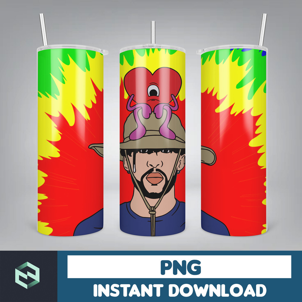 Bad Bunny Tumbler Wrap Design 20oz Tumblers Tumbler Wrap Tumbler Designs PNG Sublimation Design Benito (23).jpg