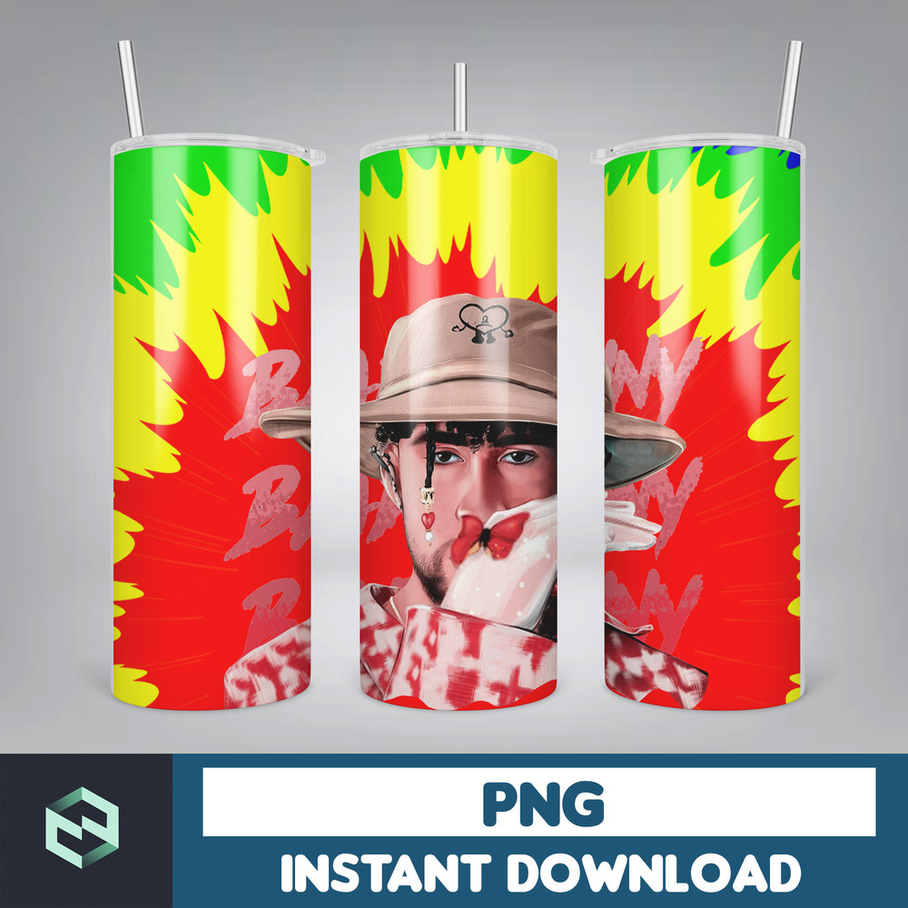 Bad Bunny Tumbler Wrap Design 20oz Tumblers Tumbler Wrap Tumbler Designs PNG Sublimation Design Benito (25).jpg