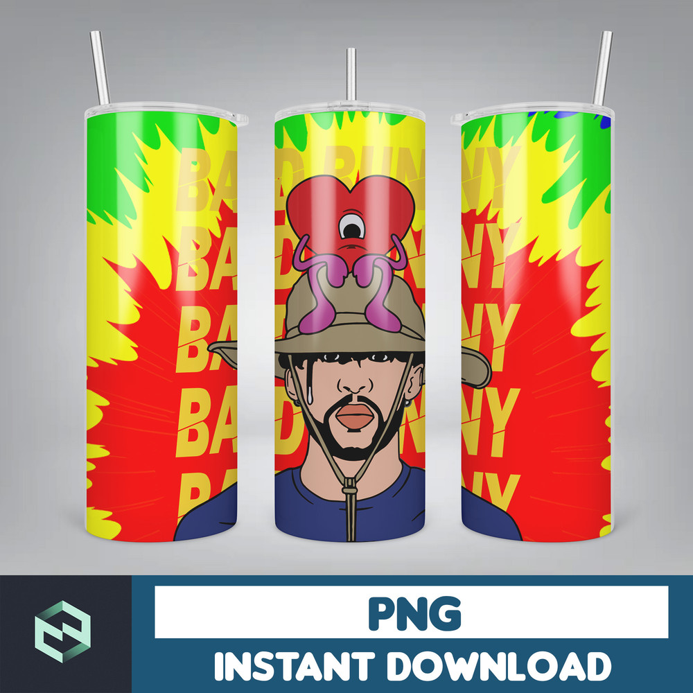Bad Bunny Tumbler Wrap Design 20oz Tumblers Tumbler Wrap Tumbler Designs PNG Sublimation Design Benito (26).jpg