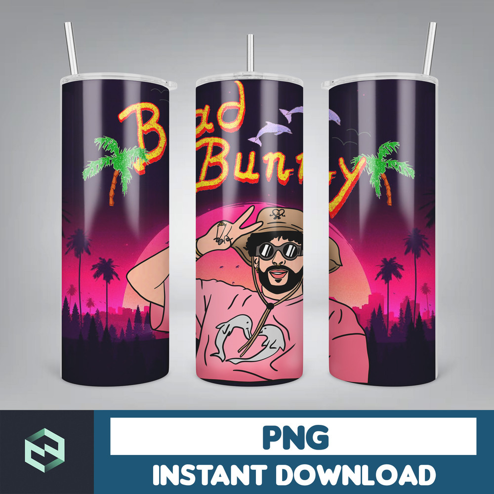 Bad Bunny Tumbler Wrap Design 20oz Tumblers Tumbler Wrap Tumbler Designs PNG Sublimation Design Benito (27).jpg