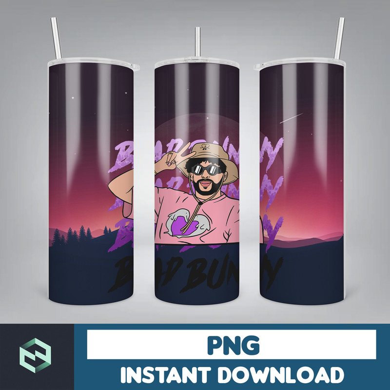 Bad Bunny Tumbler Wrap Design 20oz Tumblers Tumbler Wrap Tumbler Designs PNG Sublimation Design Benito (29).jpg