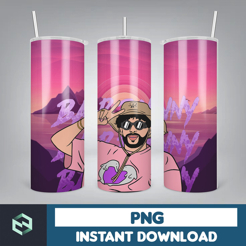 Bad Bunny Tumbler Wrap Design 20oz Tumblers Tumbler Wrap Tumbler Designs PNG Sublimation Design Benito (31).jpg