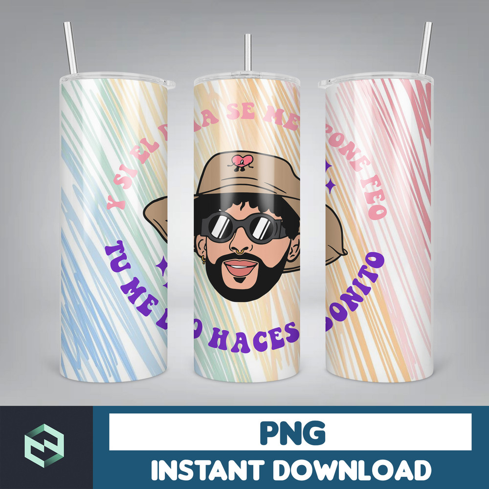 Bad Bunny Tumbler Wrap Design 20oz Tumblers Tumbler Wrap Tumbler Designs PNG Sublimation Design Benito (56).jpg