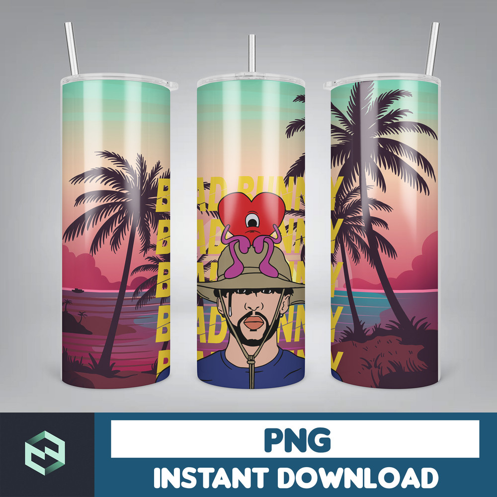 Bad Bunny Tumbler Wrap Design 20oz Tumblers Tumbler Wrap Tumbler Designs PNG Sublimation Design Benito (67).jpg