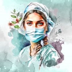 nurse watercolor clipart bundle