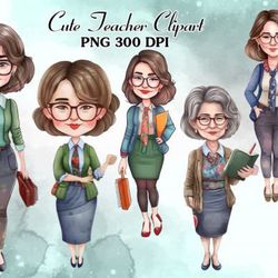 teacher watercolor clipart bundle