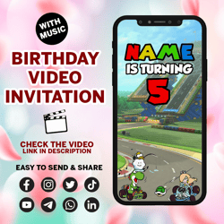 super mario animated invitation, super mario invitation, super mario invitation card, super mario video invitation
