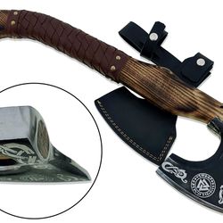 Custom Hand Made Carbon Steel Viking Axe Wood Handle Personalized Gift