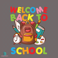 welcome back to school svg, back to school svg, bag svg, back to school, clock svg