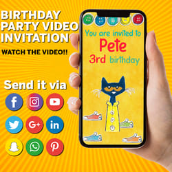 pete the cat video invitation, pete the cat birthday video invitation, pete the cat invite, pete the cat animated invite