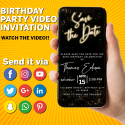 Video Save The Date Any Event Invitation, Animated Birthday/Wedding Party Evite, Eco Friendly, Digital Smartphone Invite