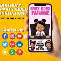 Boss Baby Video Invitation, Personalized Animated Invitation, Boss Baby Girl Invitation, Boss Baby Digital Invitation