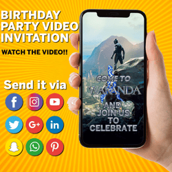 Black Panther Birthday invitation, Superhero Birthday Invitation, Superhero invite, Superhero Birthday party video