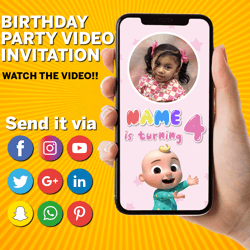 Animated Video Birthday Invitation | Animated Video Invitation, Girl Birthday Video Invitation