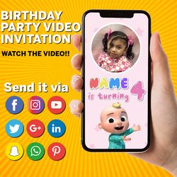 animated video birthday invitation | animated video invitation, girl birthday video invitation