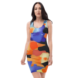 all over printed women cut and hand sewn made especially bodycon dress fitted dresses sleeveless sexy party wear