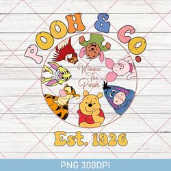 winnie the pooh png, vintage disney pooh and co est 1926 png, disney pooh and friends png, vintage pooh png, designerpng
