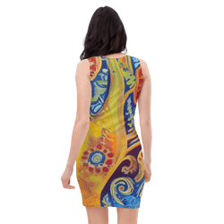 all over printed women cut and hand sewn made especially bodycon dress fitted dresses sleeveless sexy party wear