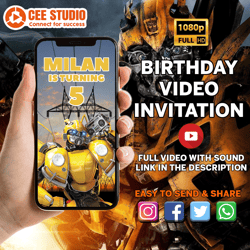 Transformers Invitation For Boy, Robots Party Ideas, Transformer Invitation Video