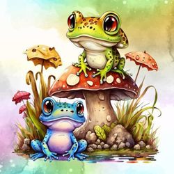 colorful frog sublimation clipart bundle