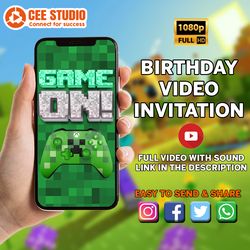 video game, video invitation, invitations, digital, invite, custom, personalized, birthday, party, card, video games