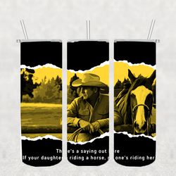 yellowstone riding her tumbler png, silhouette svg fies