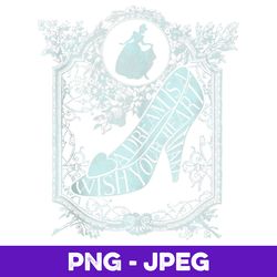 disney cinderella slipper silhouette text fill v2, png design, png instant download