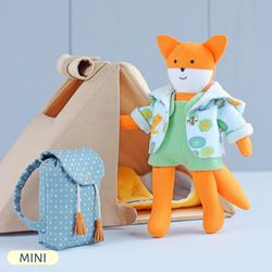 2 PDF Mini Fox Doll and Camping Set (Camping Tent, Backpack, and Sleeping Bag) for Mini Doll Sewing Patterns Bundle